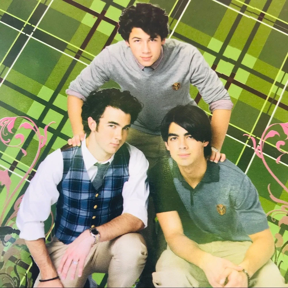 Vintage Jonas Brothers Green Plaid Spiral Notebook with extra